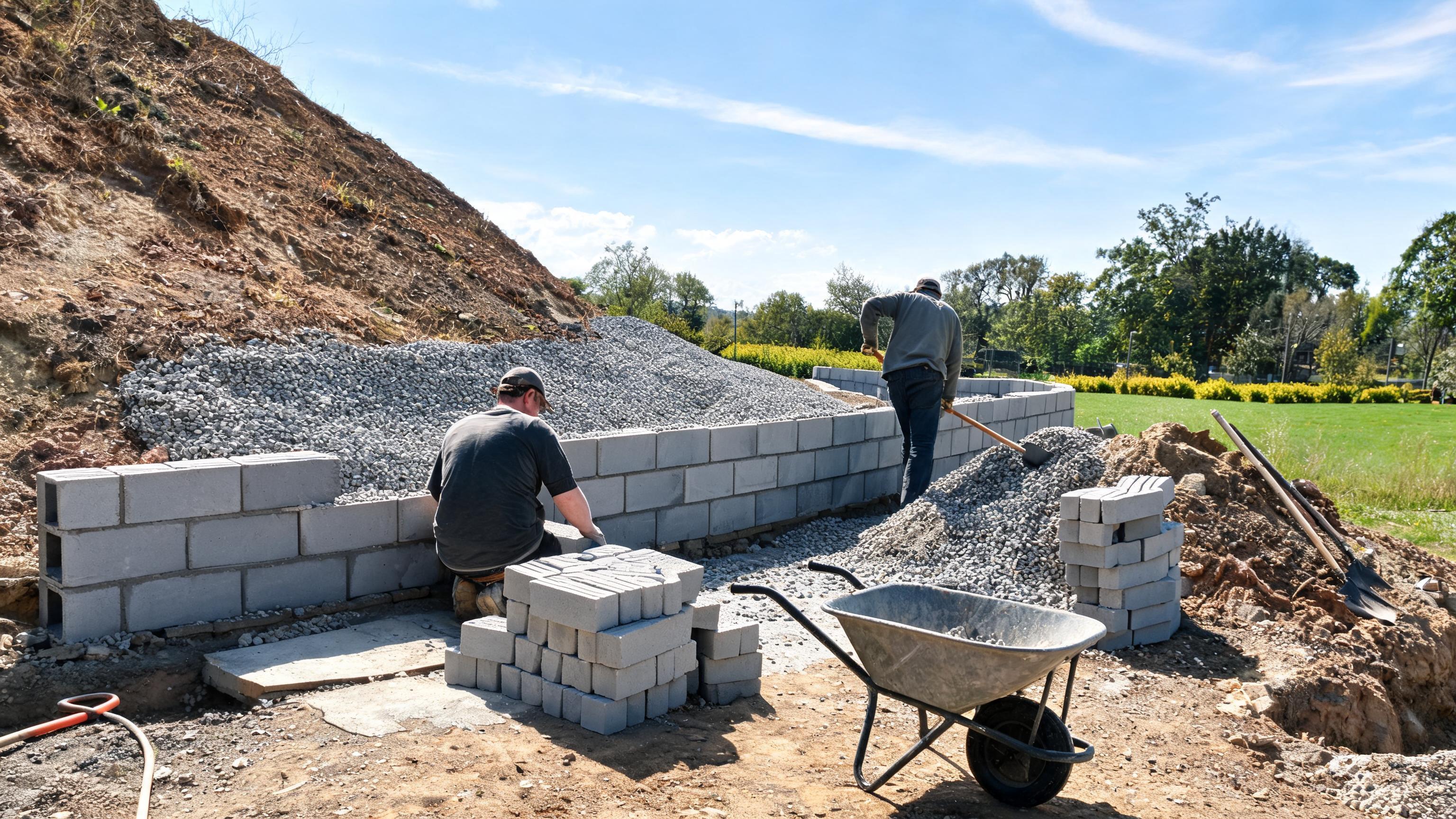 Retaining Walls in progress