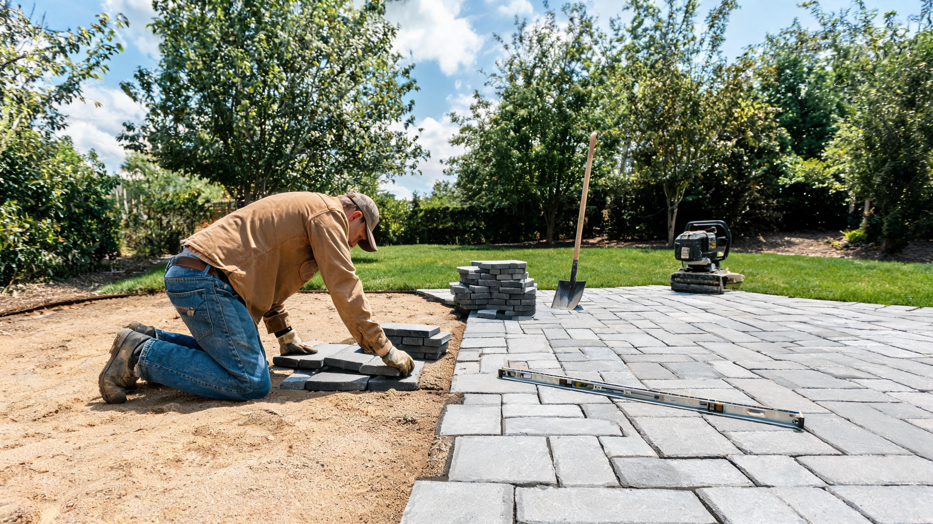 Paver Patio Installation in progress